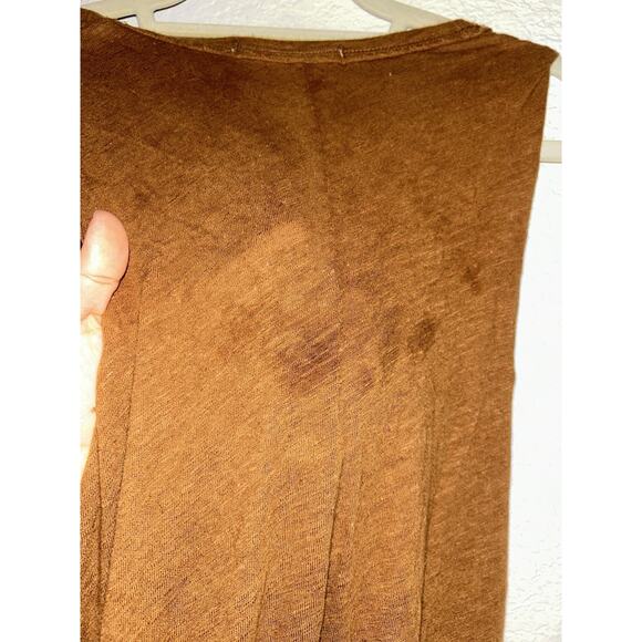 Free People Sasha Shimmy Cinnamon Ruffled Tank Raw Frayed Hem M - Picture 7 of 7